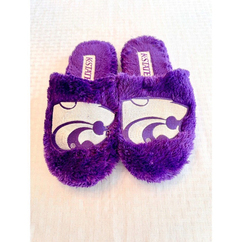 Kansas State Wildcats Slippers Purple Fuzzy Slides NCAA K-State Women Size M 7-8